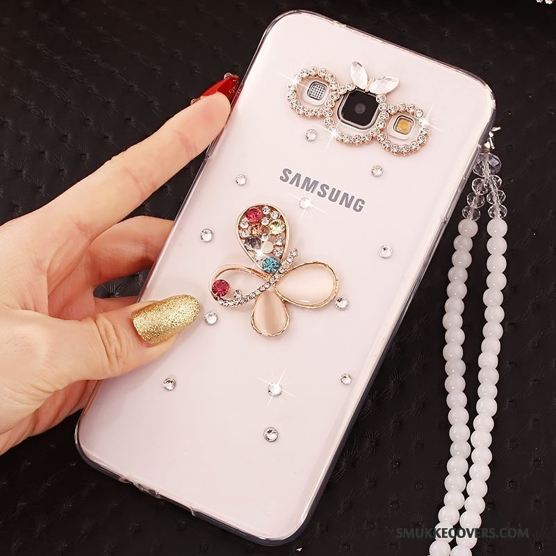 Etui Samsung Galaxy A7 2015 Beskyttelse Hængende Ornamenter Anti-fald, Cover Samsung Galaxy A7 2015 Strass Hvid Telefon