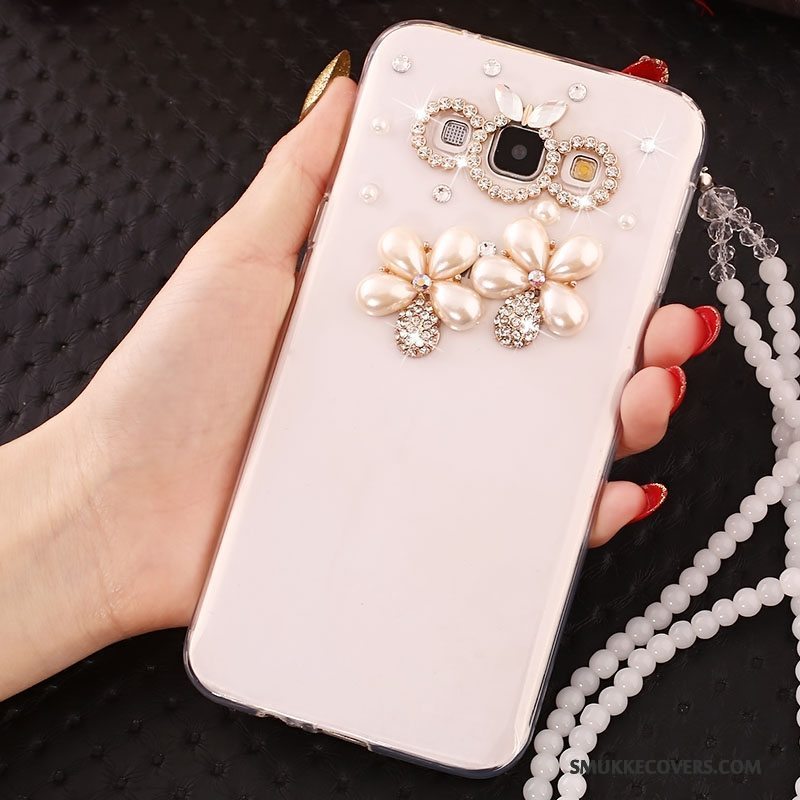 Etui Samsung Galaxy A7 2015 Beskyttelse Hængende Ornamenter Anti-fald, Cover Samsung Galaxy A7 2015 Strass Hvid Telefon