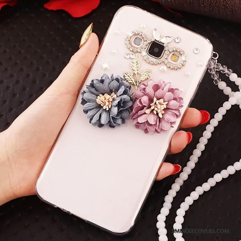 Etui Samsung Galaxy A7 2015 Beskyttelse Hængende Ornamenter Anti-fald, Cover Samsung Galaxy A7 2015 Strass Hvid Telefon