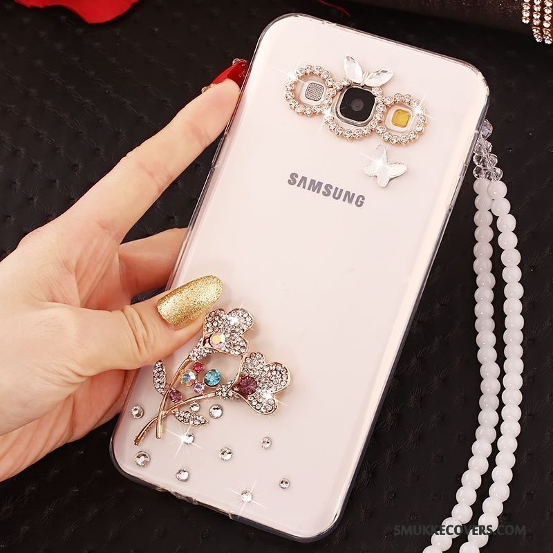 Etui Samsung Galaxy A7 2015 Beskyttelse Hængende Ornamenter Anti-fald, Cover Samsung Galaxy A7 2015 Strass Hvid Telefon