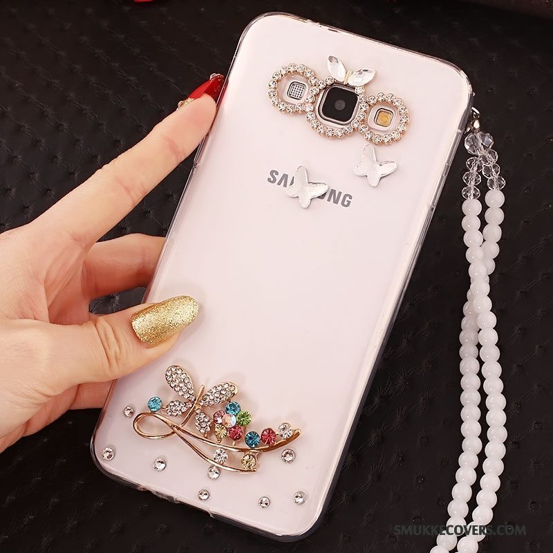 Etui Samsung Galaxy A7 2015 Beskyttelse Hængende Ornamenter Anti-fald, Cover Samsung Galaxy A7 2015 Strass Hvid Telefon