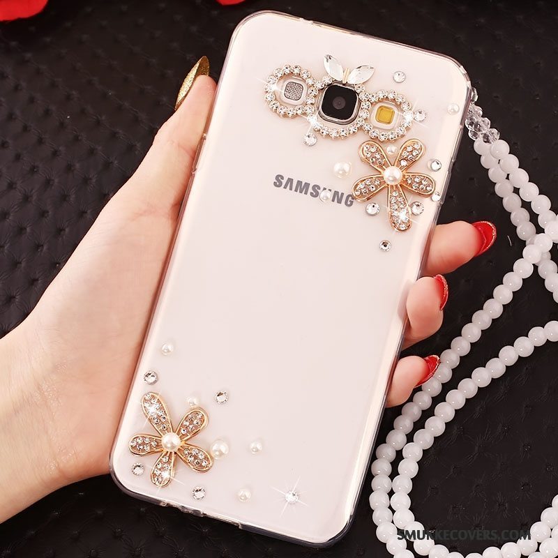 Etui Samsung Galaxy A7 2015 Beskyttelse Hængende Ornamenter Anti-fald, Cover Samsung Galaxy A7 2015 Strass Hvid Telefon