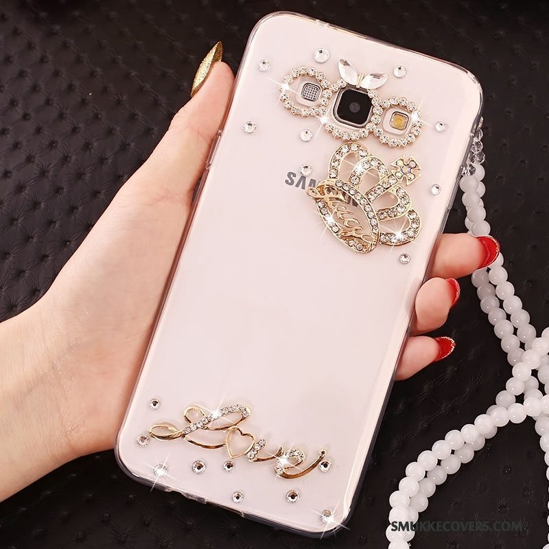 Etui Samsung Galaxy A7 2015 Beskyttelse Hængende Ornamenter Anti-fald, Cover Samsung Galaxy A7 2015 Strass Hvid Telefon