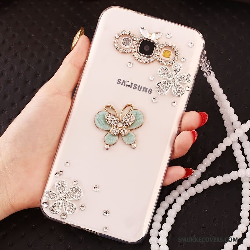 Etui Samsung Galaxy A7 2015 Beskyttelse Hængende Ornamenter Anti-fald, Cover Samsung Galaxy A7 2015 Strass Hvid Telefon