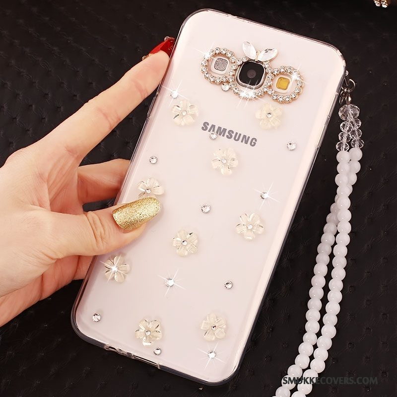 Etui Samsung Galaxy A7 2015 Beskyttelse Hængende Ornamenter Anti-fald, Cover Samsung Galaxy A7 2015 Strass Hvid Telefon