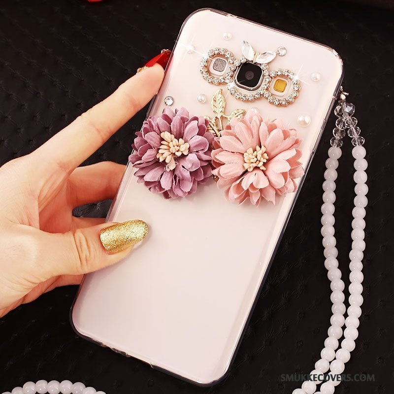 Etui Samsung Galaxy A7 2015 Beskyttelse Hængende Ornamenter Anti-fald, Cover Samsung Galaxy A7 2015 Strass Hvid Telefon