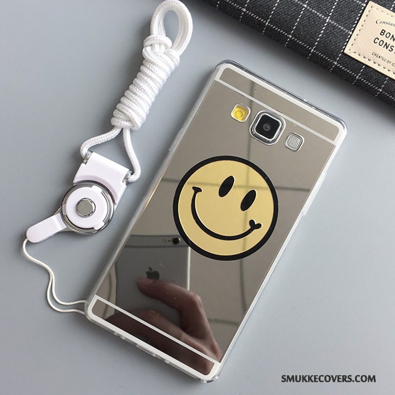 Etui Samsung Galaxy A7 2015 Beskyttelse Spejl Sølv, Cover Samsung Galaxy A7 2015 Tasker Anti-fald Smiley