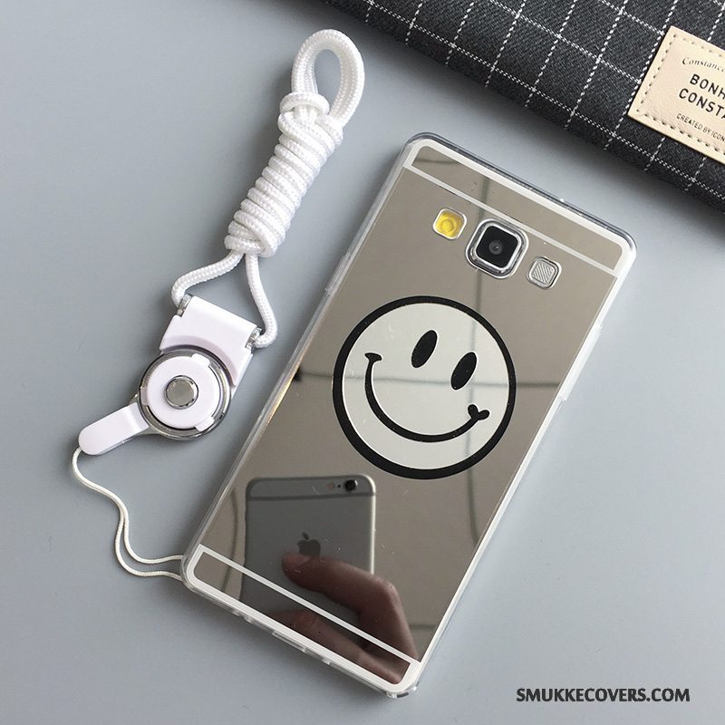 Etui Samsung Galaxy A7 2015 Beskyttelse Spejl Sølv, Cover Samsung Galaxy A7 2015 Tasker Anti-fald Smiley