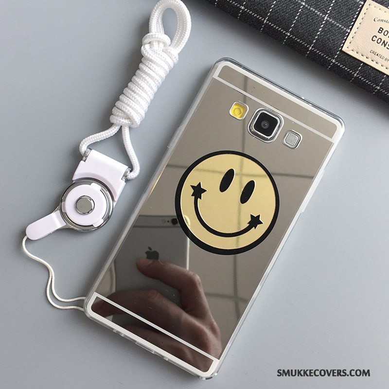 Etui Samsung Galaxy A7 2015 Beskyttelse Spejl Sølv, Cover Samsung Galaxy A7 2015 Tasker Anti-fald Smiley