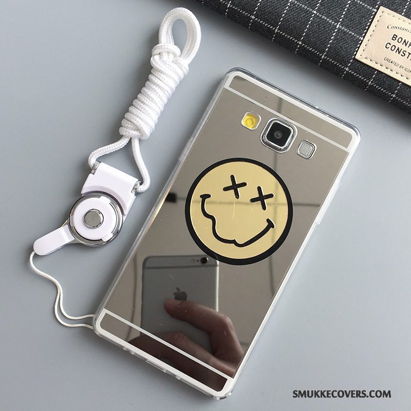 Etui Samsung Galaxy A7 2015 Beskyttelse Spejl Sølv, Cover Samsung Galaxy A7 2015 Tasker Anti-fald Smiley