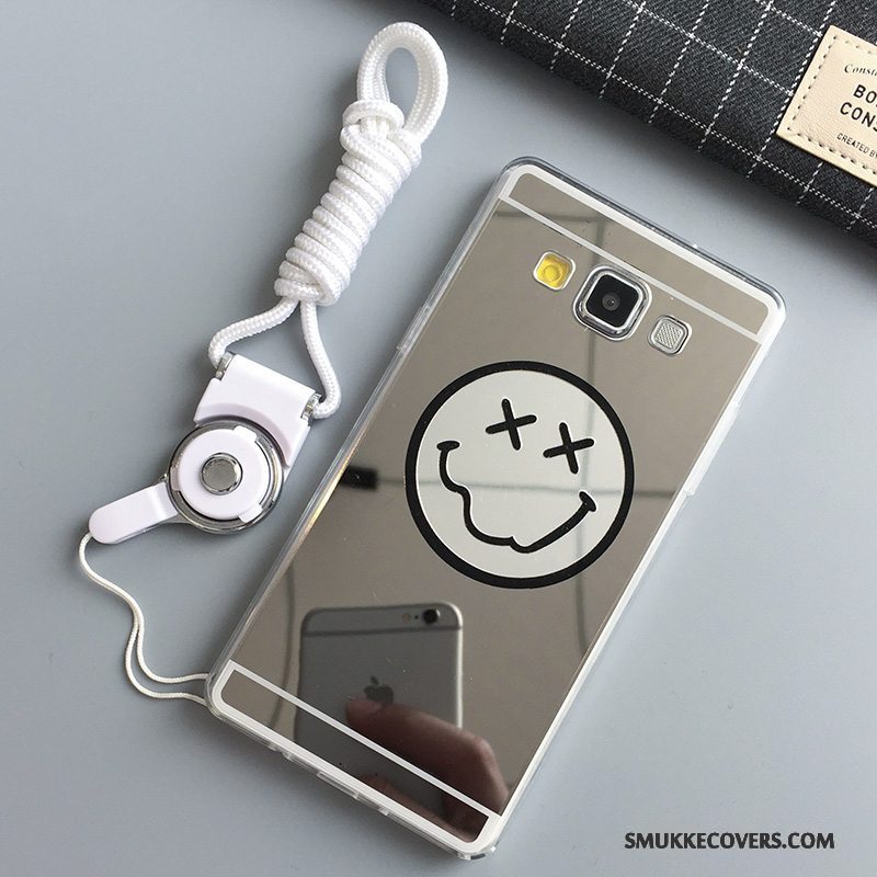 Etui Samsung Galaxy A7 2015 Beskyttelse Spejl Sølv, Cover Samsung Galaxy A7 2015 Tasker Anti-fald Smiley