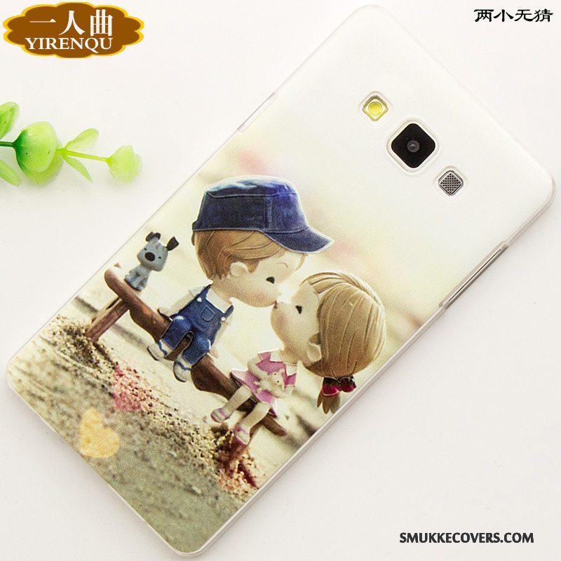 Etui Samsung Galaxy A7 2015 Cartoon Anti-fald Grøn, Cover Samsung Galaxy A7 2015 Relief