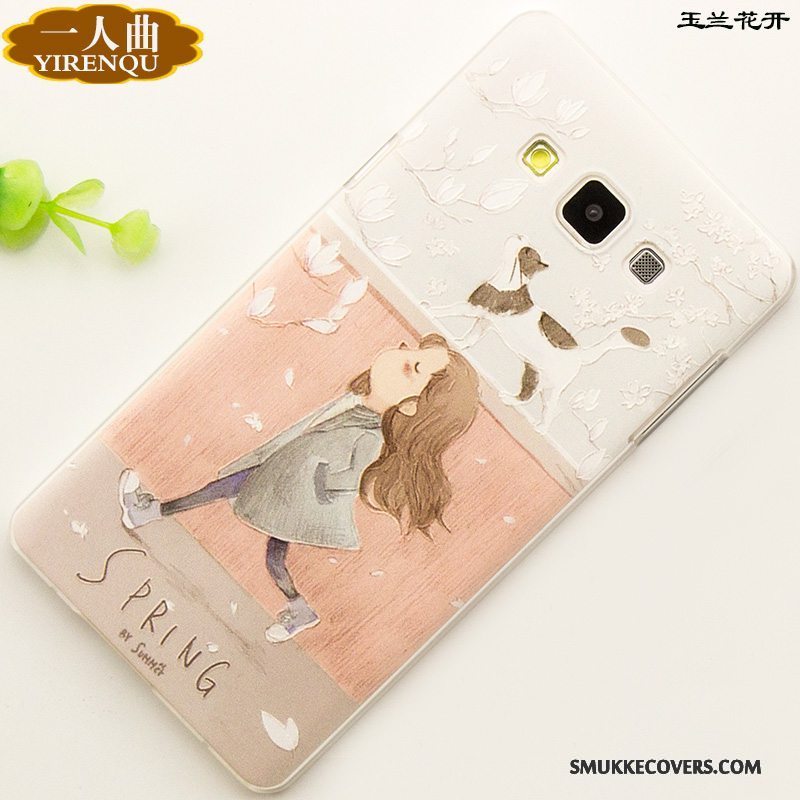 Etui Samsung Galaxy A7 2015 Cartoon Anti-fald Grøn, Cover Samsung Galaxy A7 2015 Relief