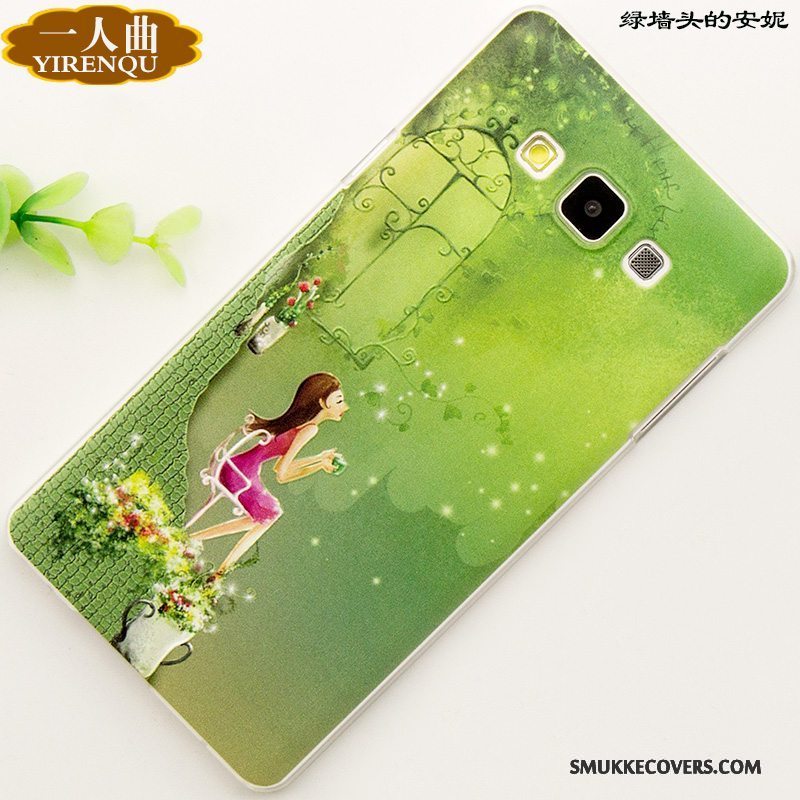 Etui Samsung Galaxy A7 2015 Cartoon Anti-fald Grøn, Cover Samsung Galaxy A7 2015 Relief