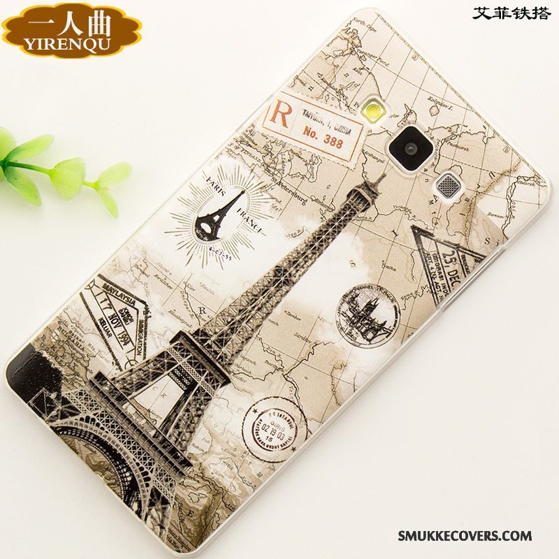 Etui Samsung Galaxy A7 2015 Cartoon Anti-fald Grøn, Cover Samsung Galaxy A7 2015 Relief