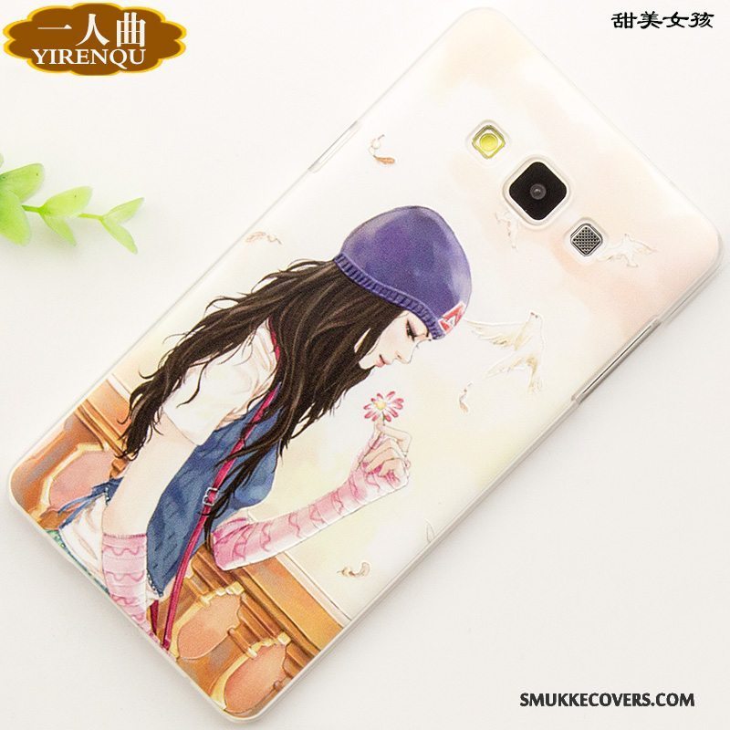 Etui Samsung Galaxy A7 2015 Cartoon Anti-fald Grøn, Cover Samsung Galaxy A7 2015 Relief