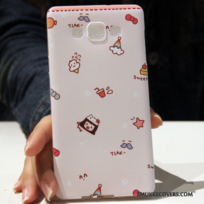 Etui Samsung Galaxy A7 2015 Cartoon Smuk Simple, Cover Samsung Galaxy A7 2015 Silikone Telefonrød