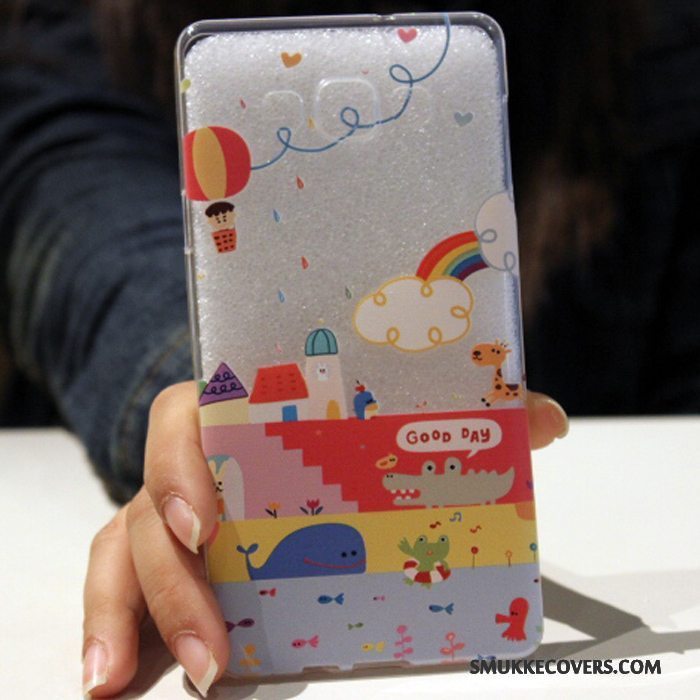 Etui Samsung Galaxy A7 2015 Cartoon Smuk Simple, Cover Samsung Galaxy A7 2015 Silikone Telefonrød