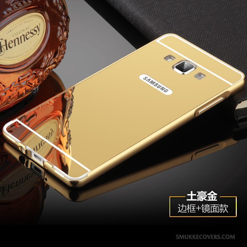 Etui Samsung Galaxy A7 2015 Metal Bagdæksel Tynd, Cover Samsung Galaxy A7 2015 Beskyttelse Guld Ramme