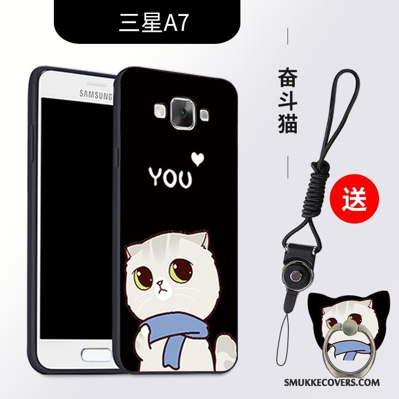 Etui Samsung Galaxy A7 2015 Silikone Anti-fald Telefon, Cover Samsung Galaxy A7 2015 Blød Sort