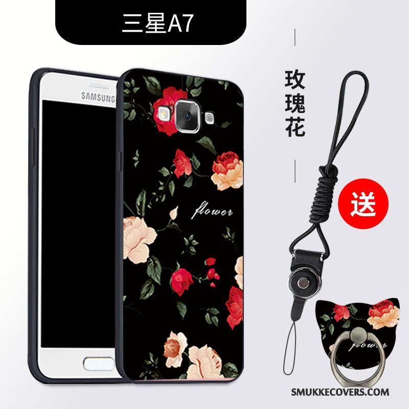 Etui Samsung Galaxy A7 2015 Silikone Anti-fald Telefon, Cover Samsung Galaxy A7 2015 Blød Sort