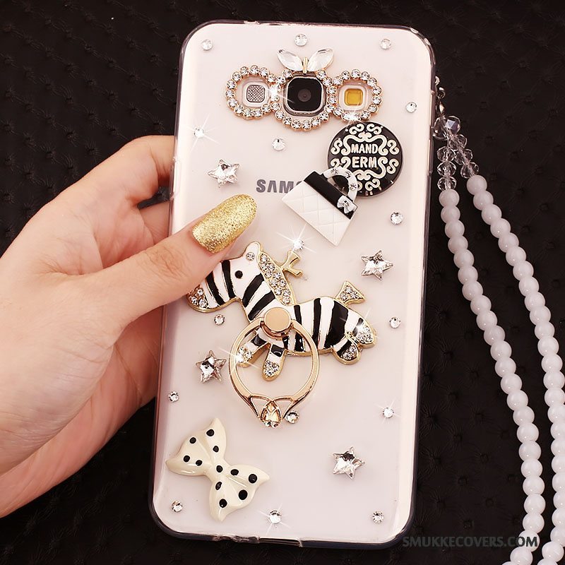 Etui Samsung Galaxy A7 2015 Strass Blå Hængende Ornamenter, Cover Samsung Galaxy A7 2015 Blød Anti-fald Ring