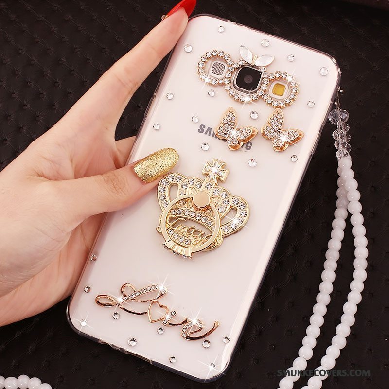 Etui Samsung Galaxy A7 2015 Strass Blå Hængende Ornamenter, Cover Samsung Galaxy A7 2015 Blød Anti-fald Ring