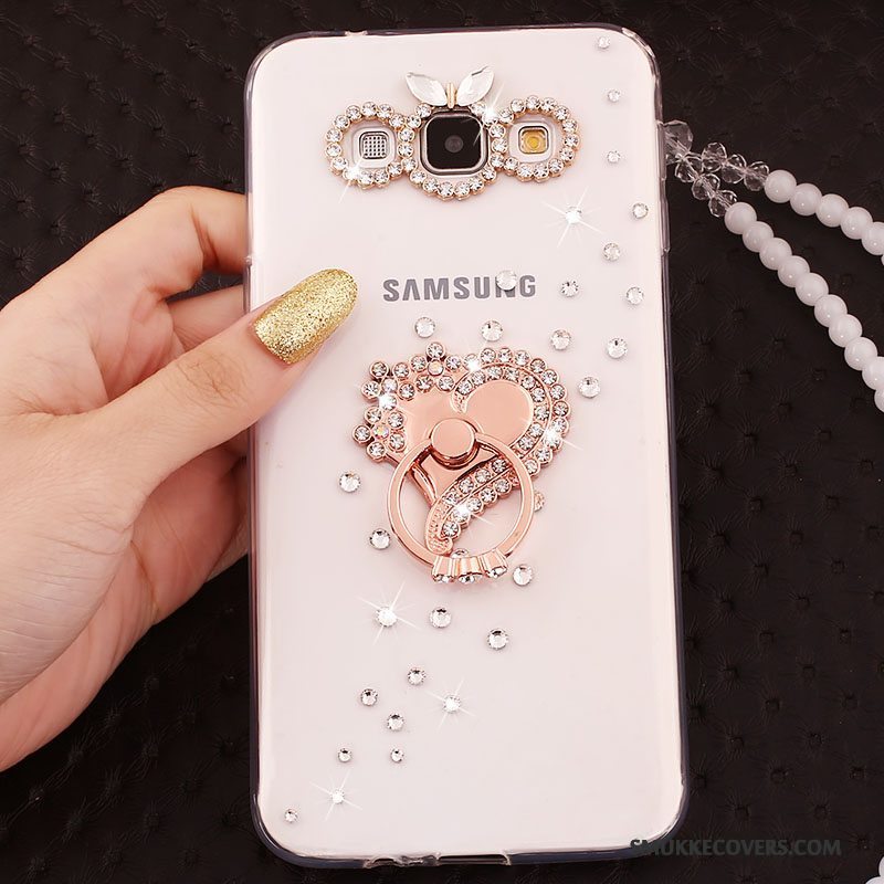 Etui Samsung Galaxy A7 2015 Strass Blå Hængende Ornamenter, Cover Samsung Galaxy A7 2015 Blød Anti-fald Ring
