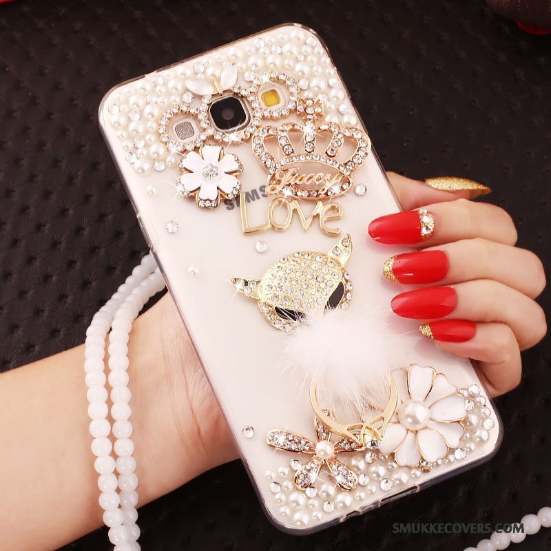 Etui Samsung Galaxy A7 2015 Strass Blå Hængende Ornamenter, Cover Samsung Galaxy A7 2015 Blød Anti-fald Ring