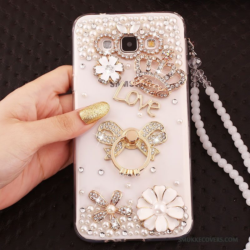 Etui Samsung Galaxy A7 2015 Strass Blå Hængende Ornamenter, Cover Samsung Galaxy A7 2015 Blød Anti-fald Ring