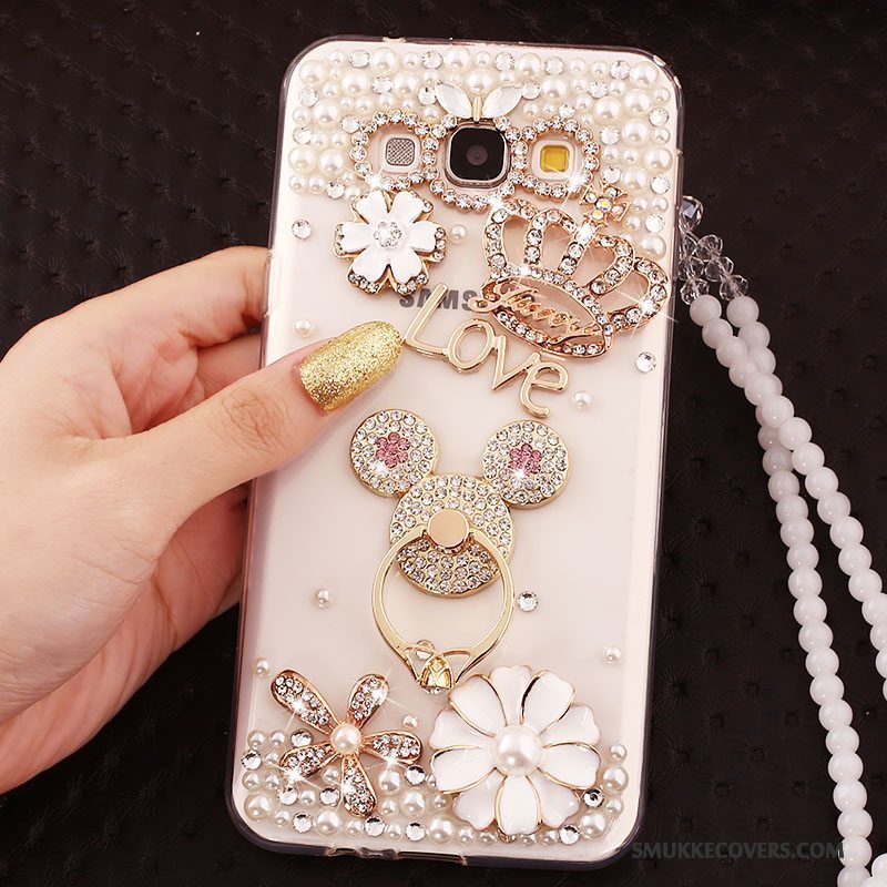 Etui Samsung Galaxy A7 2015 Strass Blå Hængende Ornamenter, Cover Samsung Galaxy A7 2015 Blød Anti-fald Ring