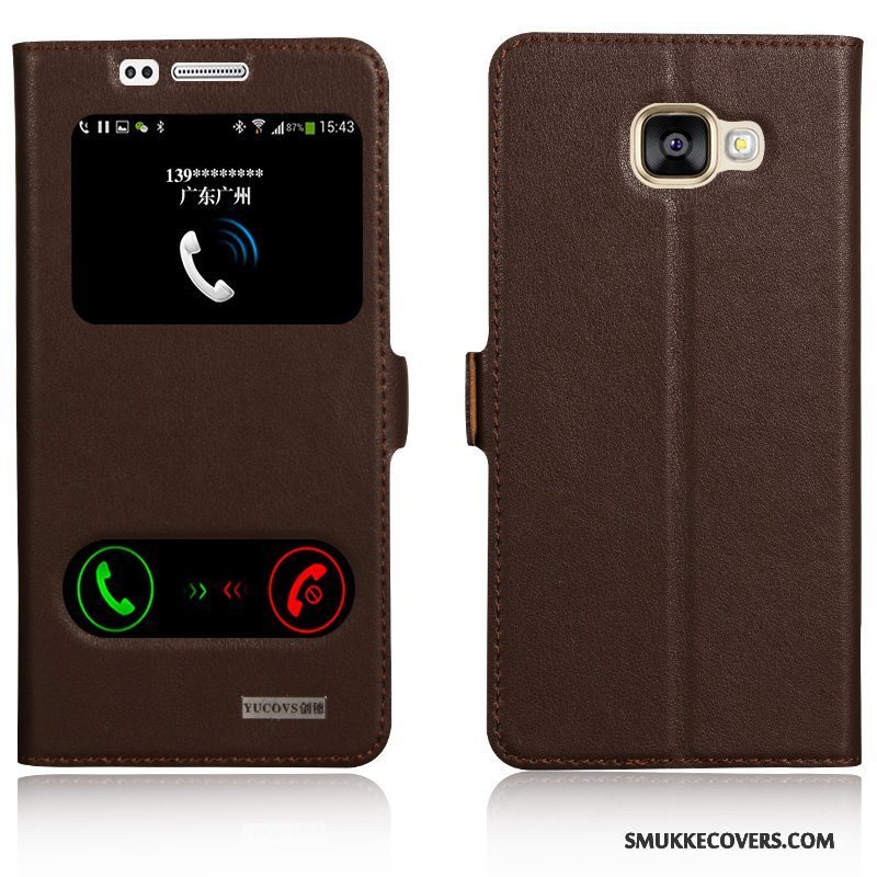 Etui Samsung Galaxy A7 2016 Beskyttelse Lyserød Dyb Farve, Cover Samsung Galaxy A7 2016 Læder Telefon