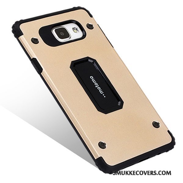 Etui Samsung Galaxy A7 2016 Metal Hård Nubuck, Cover Samsung Galaxy A7 2016 Silikone Telefonlyserød