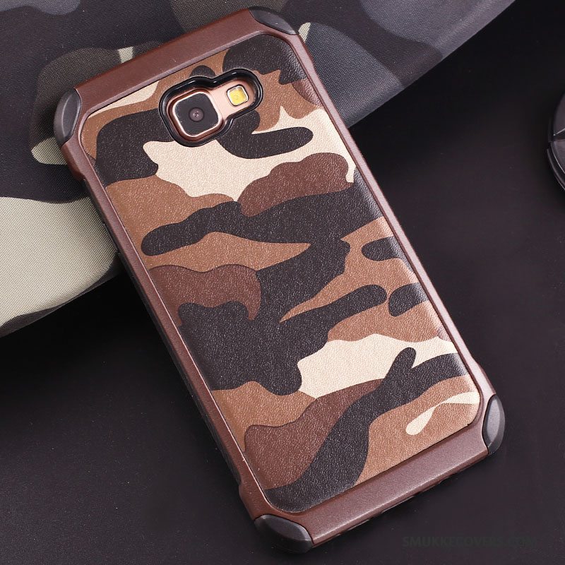 Etui Samsung Galaxy A7 2016 Silikone Grøn Camouflage, Cover Samsung Galaxy A7 2016 Support Ring Telefon