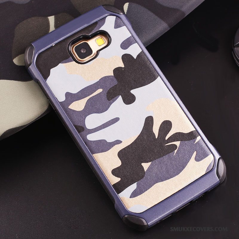 Etui Samsung Galaxy A7 2016 Silikone Grøn Camouflage, Cover Samsung Galaxy A7 2016 Support Ring Telefon