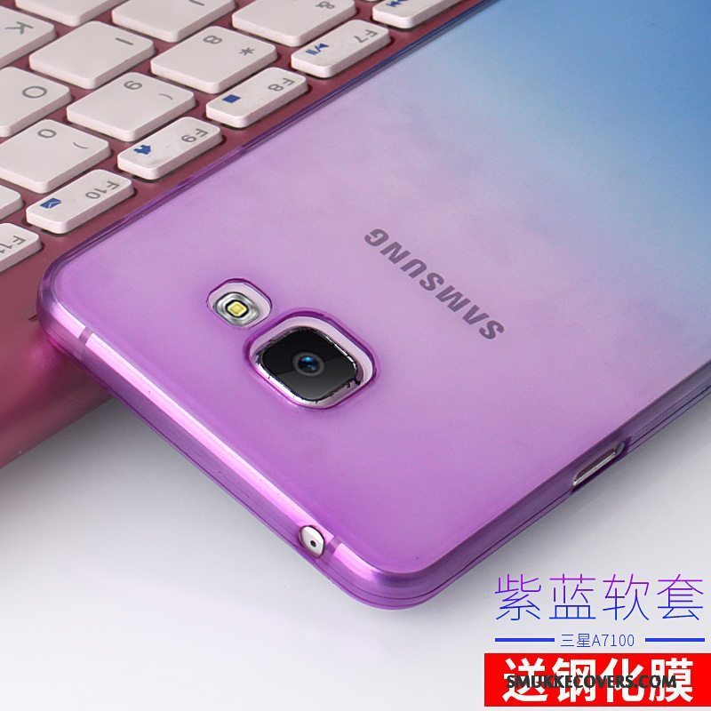 Etui Samsung Galaxy A7 2016 Silikone Ny Telefon, Cover Samsung Galaxy A7 2016 Blå Gennemsigtig