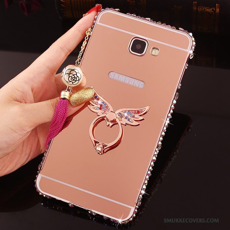 Etui Samsung Galaxy A7 2016 Strass Ramme Telefon, Cover Samsung Galaxy A7 2016 Strass Lyserød Bagdæksel