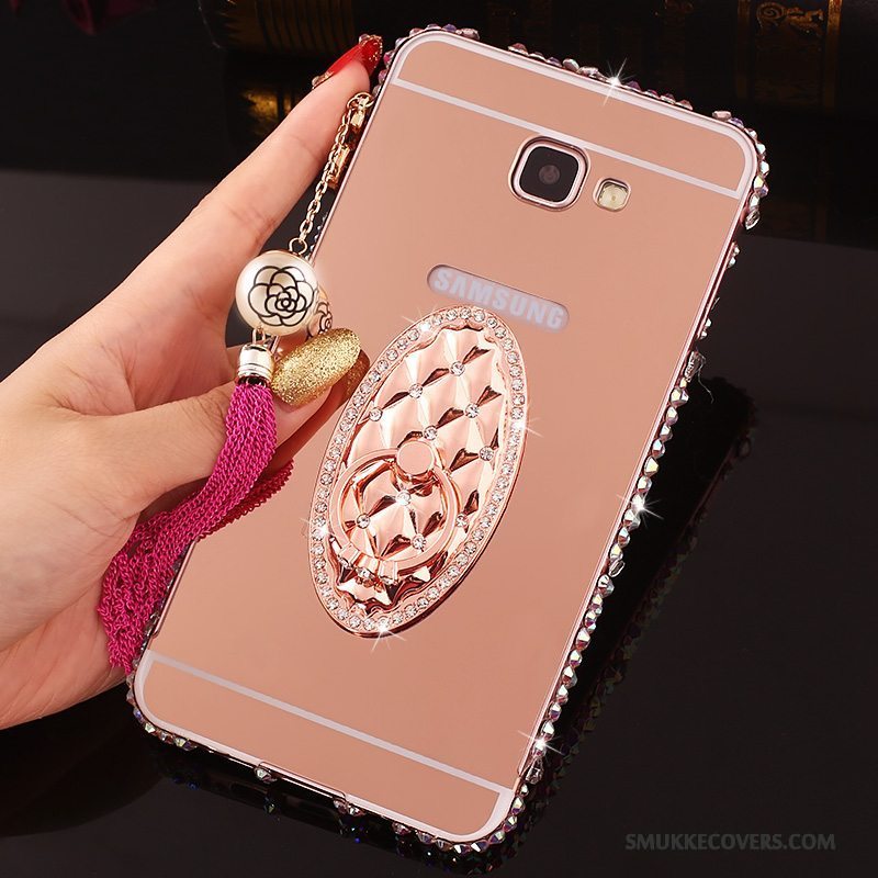 Etui Samsung Galaxy A7 2016 Strass Ramme Telefon, Cover Samsung Galaxy A7 2016 Strass Lyserød Bagdæksel