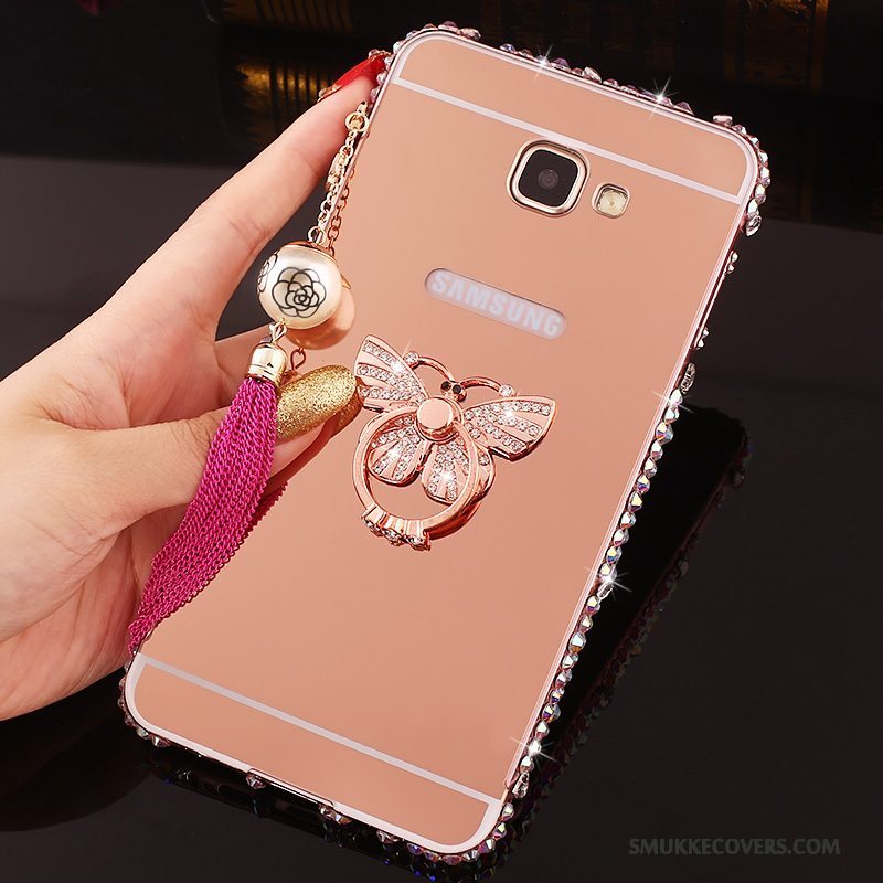 Etui Samsung Galaxy A7 2016 Strass Ramme Telefon, Cover Samsung Galaxy A7 2016 Strass Lyserød Bagdæksel