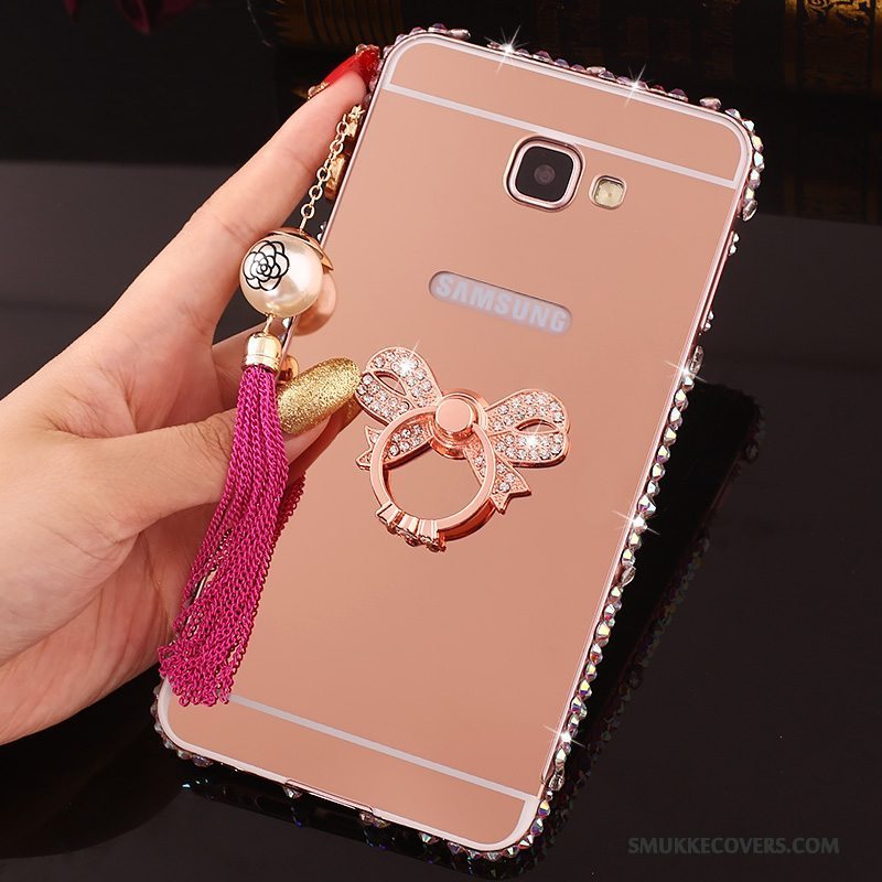 Etui Samsung Galaxy A7 2016 Strass Ramme Telefon, Cover Samsung Galaxy A7 2016 Strass Lyserød Bagdæksel