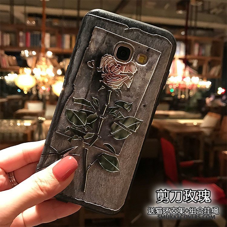 Etui Samsung Galaxy A7 2017 Blød Telefonsort, Cover Samsung Galaxy A7 2017 Support Gul Nubuck