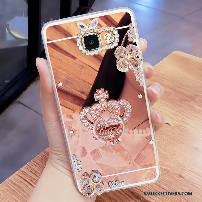 Etui Samsung Galaxy A7 2017 Strass Hængende Ornamenter Spejl, Cover Samsung Galaxy A7 2017 Support Telefonguld