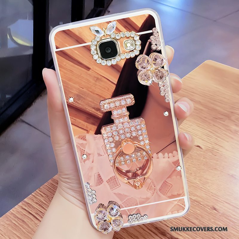 Etui Samsung Galaxy A7 2017 Strass Hængende Ornamenter Spejl, Cover Samsung Galaxy A7 2017 Support Telefonguld