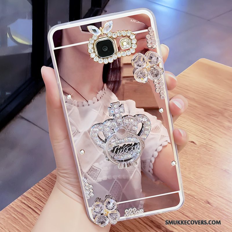 Etui Samsung Galaxy A7 2017 Strass Hængende Ornamenter Spejl, Cover Samsung Galaxy A7 2017 Support Telefonguld