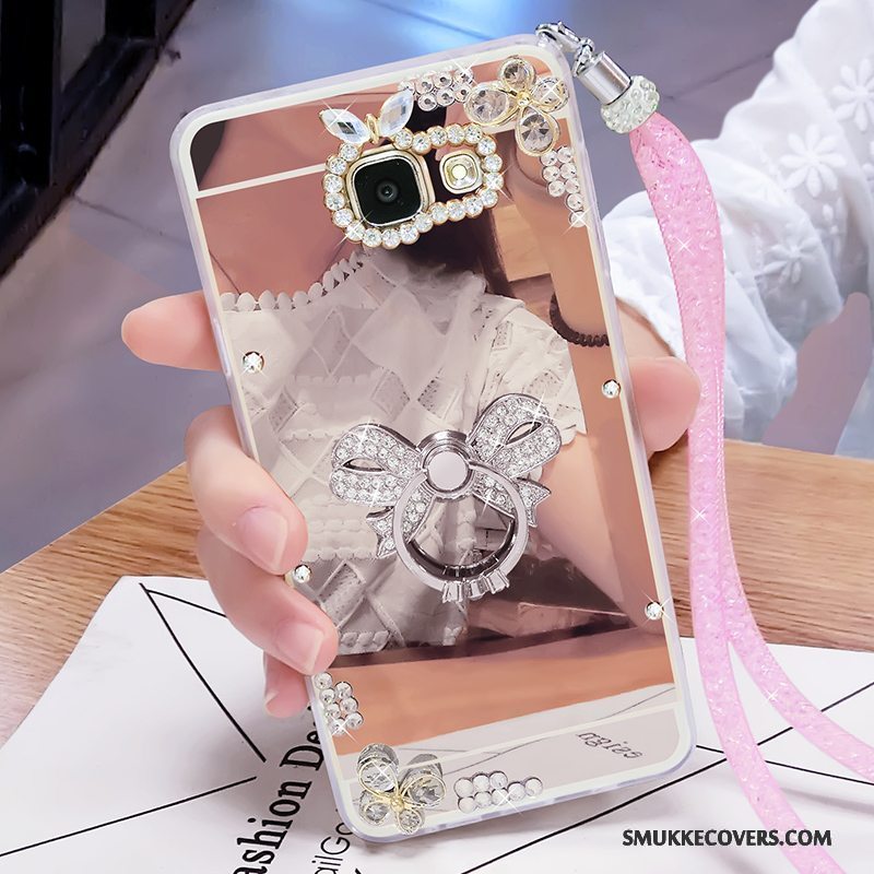 Etui Samsung Galaxy A7 2017 Strass Hængende Ornamenter Spejl, Cover Samsung Galaxy A7 2017 Support Telefonguld