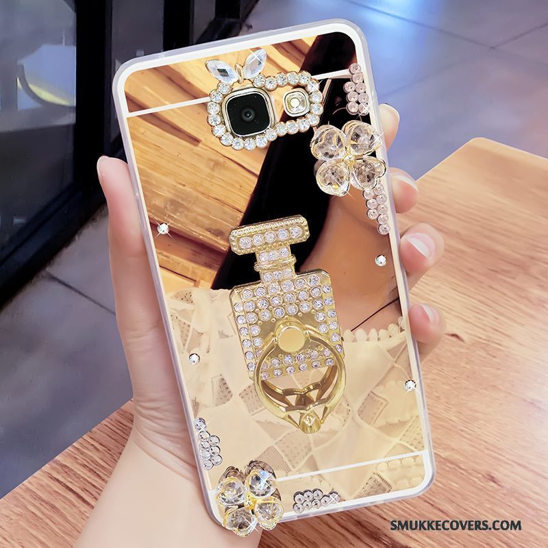 Etui Samsung Galaxy A7 2017 Strass Hængende Ornamenter Spejl, Cover Samsung Galaxy A7 2017 Support Telefonguld