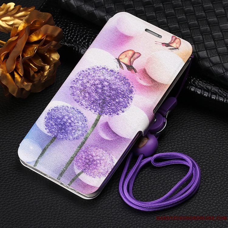 Etui Samsung Galaxy A7 2018 Beskyttelse Anti-fald Telefon, Cover Samsung Galaxy A7 2018 Læder Trend Lilla