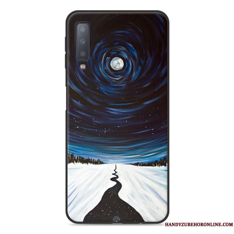 Etui Samsung Galaxy A7 2018 Cartoon Sort Anti-fald, Cover Samsung Galaxy A7 2018 Blød Telefon