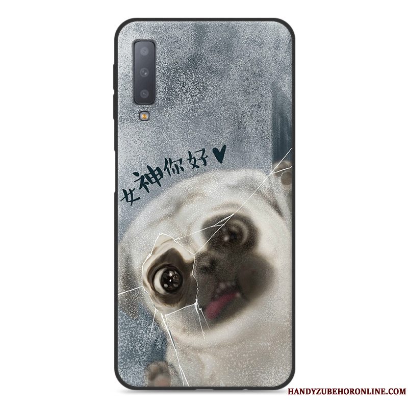 Etui Samsung Galaxy A7 2018 Cartoon Sort Anti-fald, Cover Samsung Galaxy A7 2018 Blød Telefon