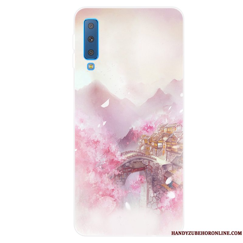 Etui Samsung Galaxy A7 2018 Tasker Lille Sektion Frisk, Cover Samsung Galaxy A7 2018 Blød Anti-fald Lyserød